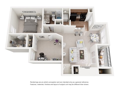 Cedar 2 Bed 1 Bath 820 Sq. Ft. Floor Plans at Woodland Hills, Irving, TX, 75062